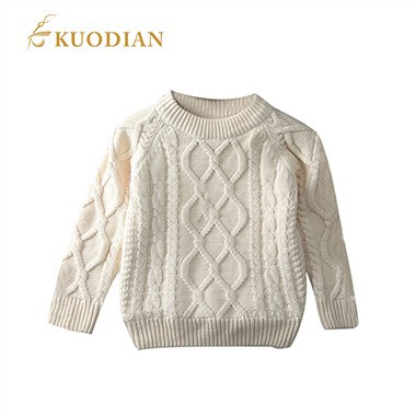 Cable Knit Cotton Pullover Crew Neck Sweater