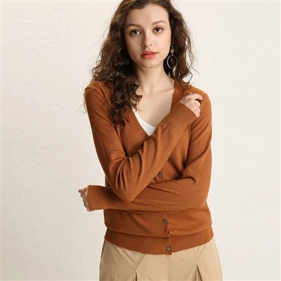 Knit Cardigan Women'S V Neck Sweater